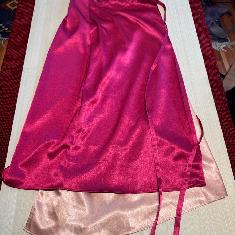Pink two toned wrap midi skirt Topshop